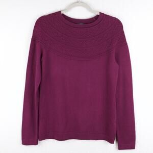 Talbots Fair Isle Crewneck Purple Pullover Sweater Womens Small Cotton Cashmere